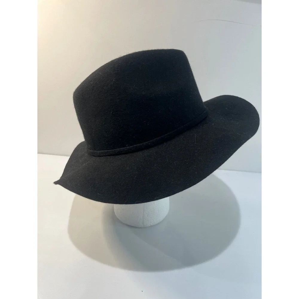 New J.Crew 100% Wool Black Hat‎ Medium/Large Womens Boho Classic Style Floppy